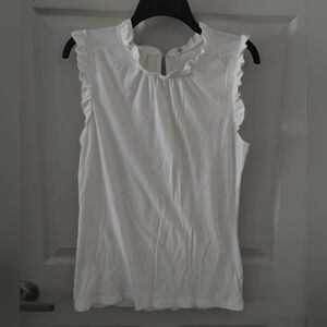 Old Navy Cream Ruffle Trim Blouse